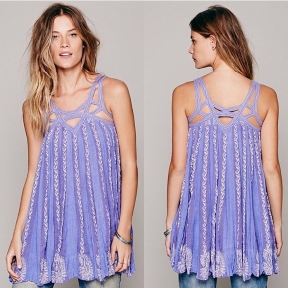 Free People FP One Paisley Vine Cut Out Dress Top - Picture 2 of 15